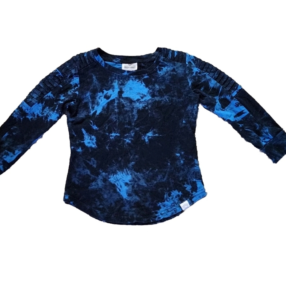 Posh Kiddos Tie Dye Biker Long Sleeve Shirt Size 4T Colors Black & Blue